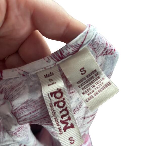 Tropical Floral Crop Top Sleeveless Keyhole Back Pom-Pom Trim Summer Tank - Picture 6 of 7